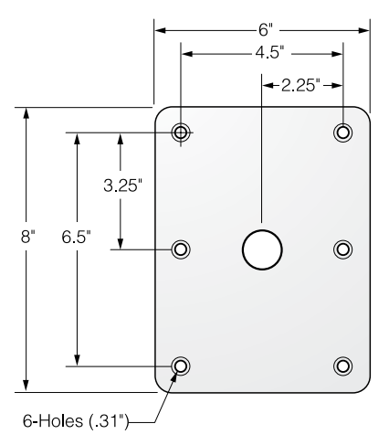 Основание для стойки сидения Attwood 6" x 8" нерж.сталь, бронзовая втулка