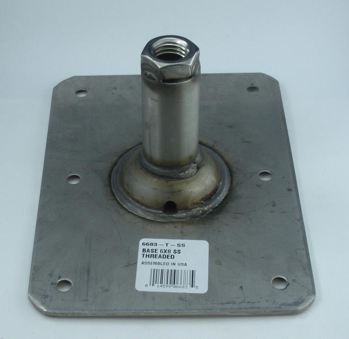 Основание для стойки сидения Attwood 6" x 8" нерж.сталь, бронзовая втулка