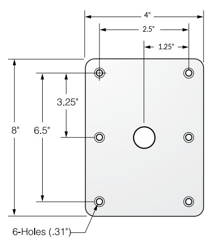 Основание для стойки сидения Attwood 4" x 8" нерж.сталь, бронзовая втулка