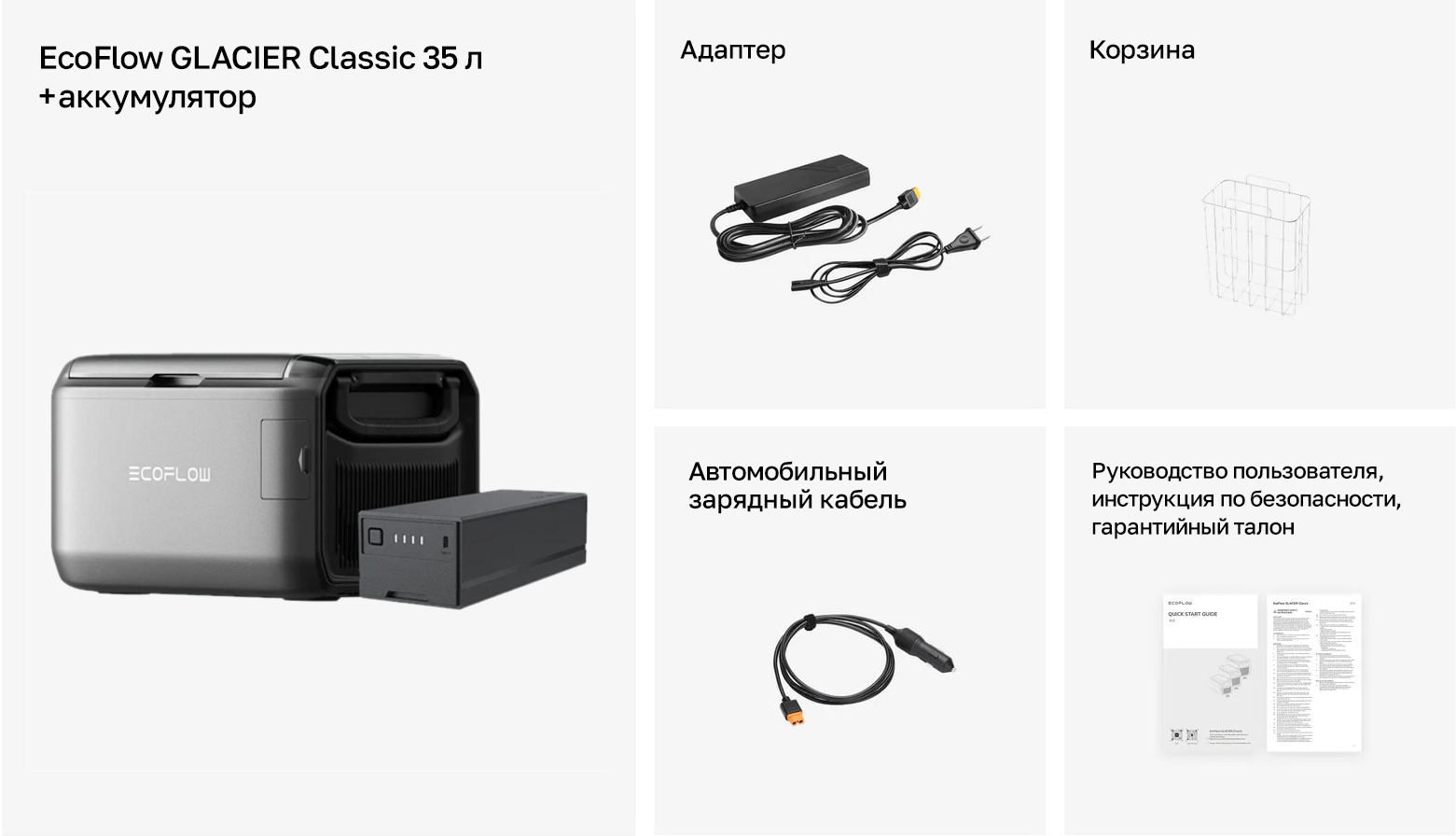 Портативный холодильник-морозильник EcoFlow GLACIER Classic (35 л) + аккумулятор
