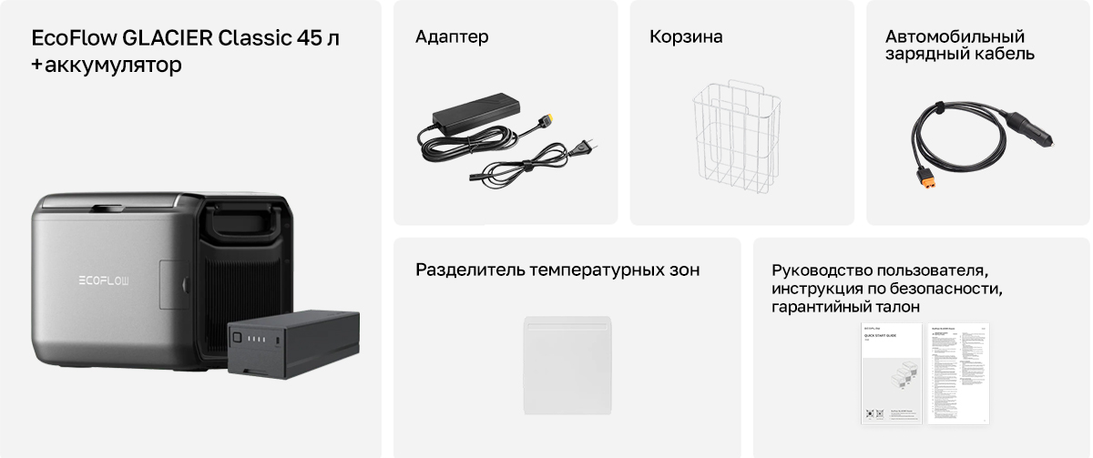 Портативный холодильник-морозильник EcoFlow GLACIER Classic (45 л) + аккумулятор