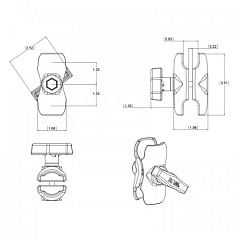 Короткая муфта RAM mounts 90 мм под шар 38 мм Размер С