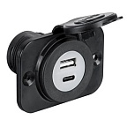 Двойной разъем USB Type A+C 12/24В выходы 5В 2,1А из чёрного полиамида Osculati Двойной разъем USB Type A+C 12/24В выходы 5В 2,1А из чёрного полиамида Osculati