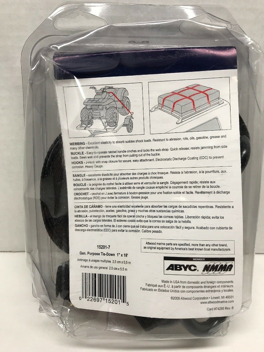 Ремень с трещоткой Attwood Tie Down 1" X 4,5м