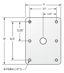Основание для стойки сидения Attwood 4" x 8" нерж.сталь, бронзовая втулка
