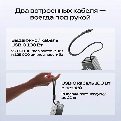 Повербанк EcoFlow RAPID 25k (25 000 мАч, 170 Вт, со встроенным и выдвижным кабелями 100 Вт)