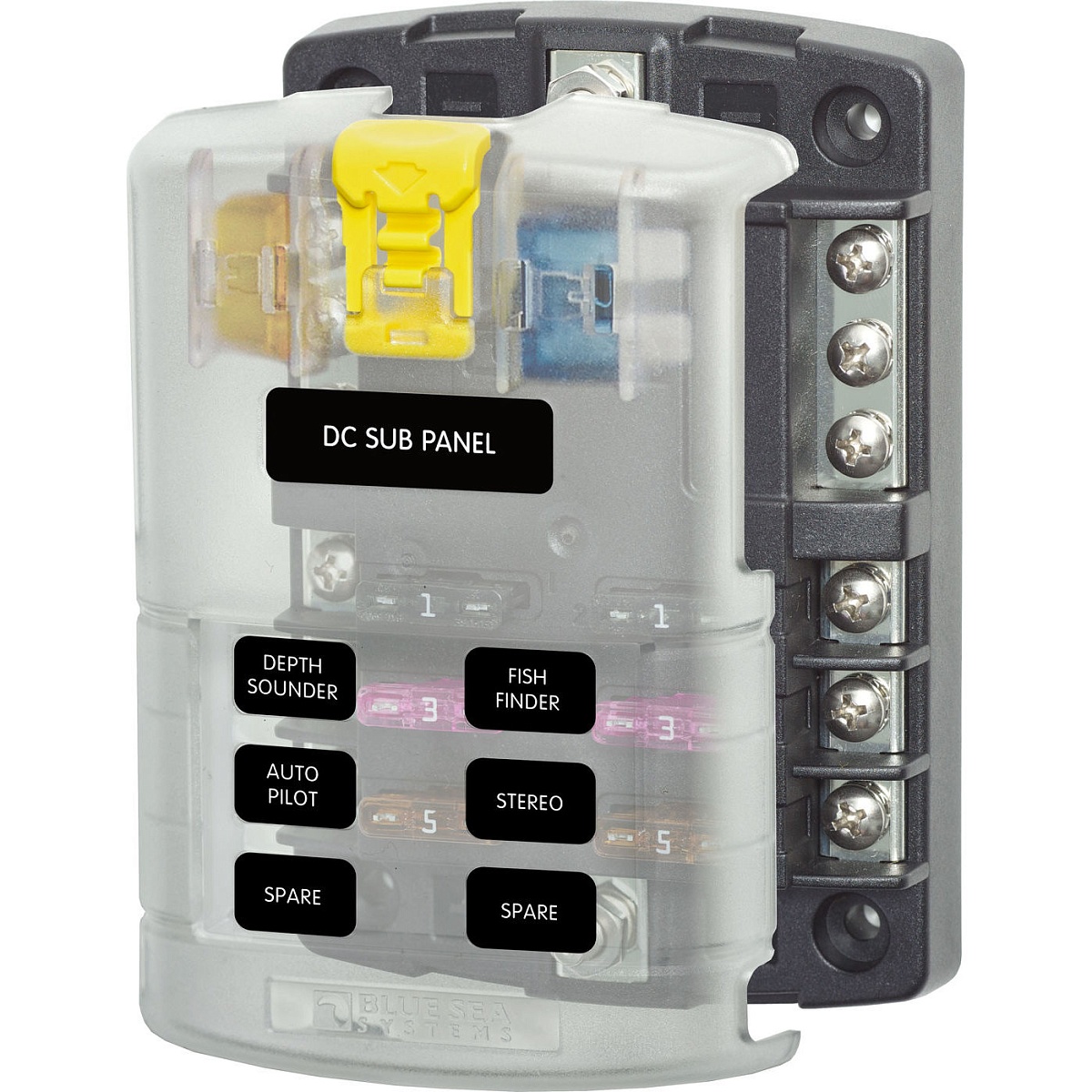 Блок на 6 предохранителей ATC/ATO с крышкой Blue Sea 5025B