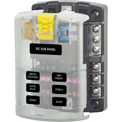 Блок на 6 предохранителей ATC/ATO с крышкой Blue Sea 5025B