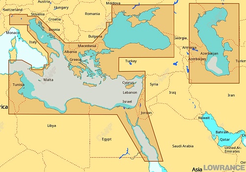 КАРТА C-MAP Восточная часть Средиземного моря, Черное и Каспийское моря