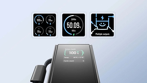 Повербанк EcoFlow RAPID 25k (25 000 мАч, 170 Вт, со встроенным и выдвижным кабелями 100 Вт)